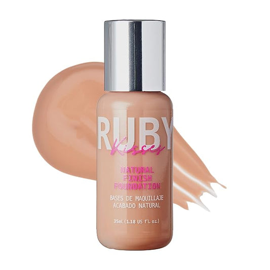 Ruby Kisses Liquid Foundation Medium Coverage, Lightweight, Natural Finish, Face Makeup for All Skin Type, Korean Makeup (Rich Tan)
