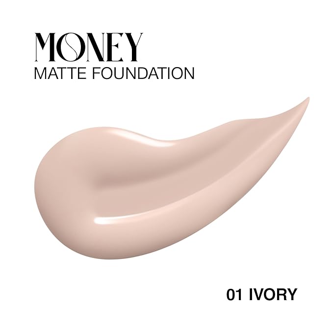 Matte Foundation Money - Long-Lasting Makeup Foundation with Flawless & Buildable Coverage - Liquid Foundation for All Skin Types (Ivory)