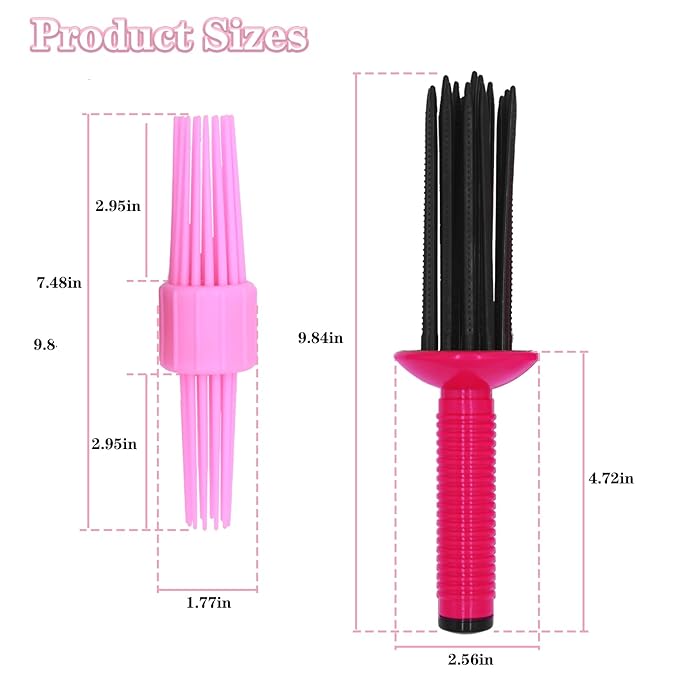 2PCS Curling Roll Comb, Curly Hair Brush for Curly Hair, Three Different Sizes of Styler Curl Brush Hairr Tools for Casual Wear or Special Events