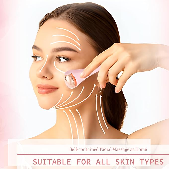 TORMEN Mini Eye & Face Rollers, Stainless Steel Eye Massage Ice Roller, Facial Beauty Tool for reduces puffy eyelids, Dark Circles Relief, Skin Care,muscle soreness,Facial cold compress (2pcs, Pink)