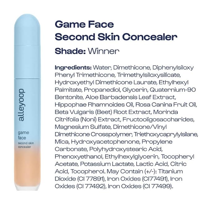 Alleyoop Game Face Concealer Makeup, Lightweight to Medium Buildable Coverage Under Eye Concealer, For Blemishes, Crease-proof and Hydrating with Smooth Second Skin Finish - Winner