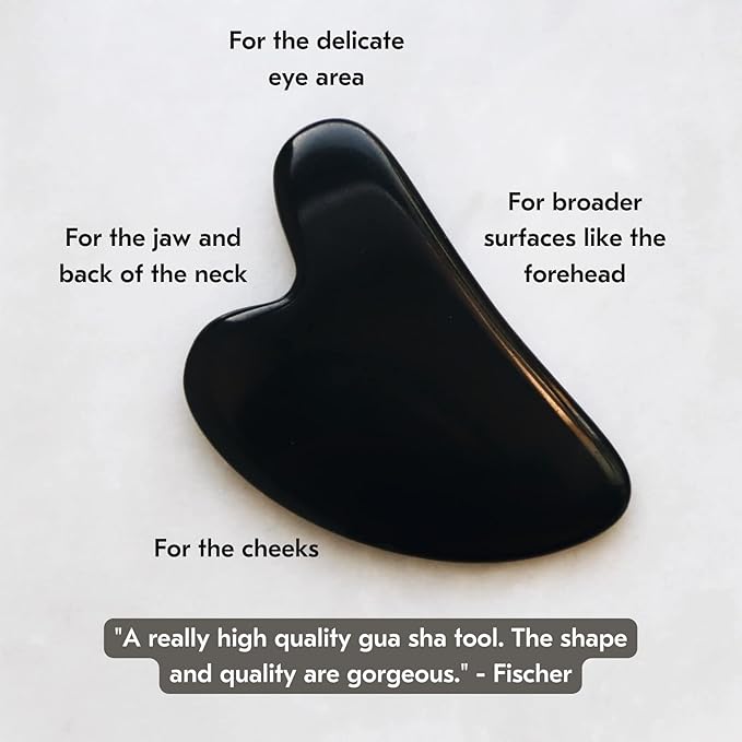 Mount Lai Obsidian Gua Sha Facial Tool – The Stone of Transformation – 100% Genuine Black Obsidian Stone Face Sculpting Tool for Lymphatic Drainage, Puffiness Reduction & Jaw Tension Relief
