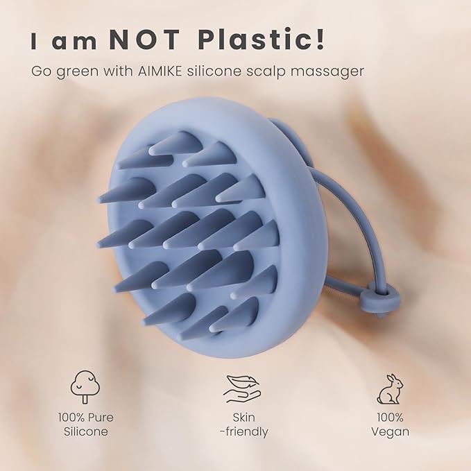 AIMIKE Scalp Massager Shampoo Brush, Soft Silicone Hair Scrubber for Washing Hair, Dandruff Removal & Hair Growth Stimulator, Scalp Brush/Exfoliator Brush On Dry & Wet Scalp