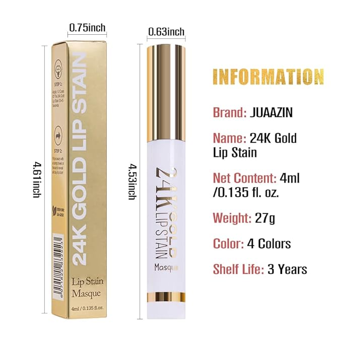 2025 New 24K Gold Liquid Lip Gloss Peel Off Lip Stain Tattoo with Tweezer, Light Brown Lips Stain Peel Off Masque, Long Lasting Waterproof Lip Tint Stain, Transfer-proof for All Skin Types 01#