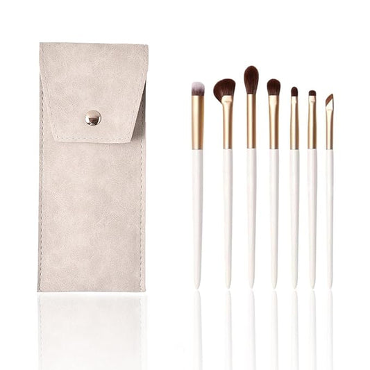 Eyeshadow Makeup Brushes Set with Case 7 PCS Soft Synthetic Hairs Eye Makeup Brushes for Blending Eyebrow Eyeliner Eyeshadow （White）