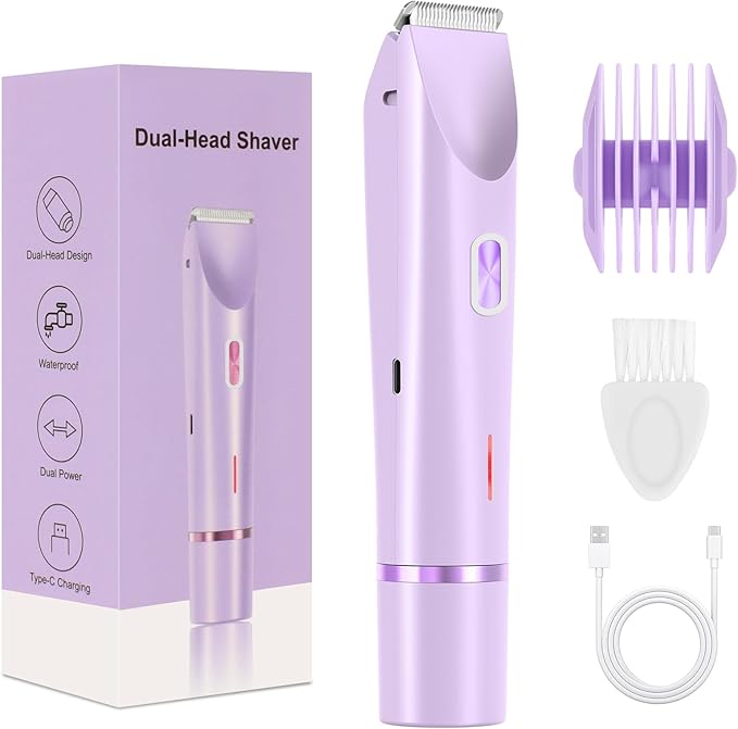 2025 New Bikini Trimmer for Women,Dermave Bikini Shaver,2-in-1 Electric Razors for Women(Purple)