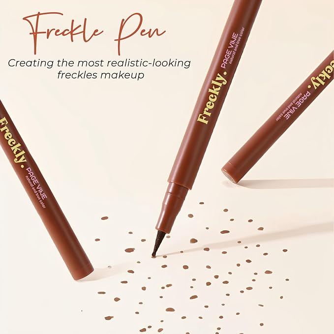 Freckle Pen, Natural Lifelike Fake Freckles Makeup Pen Stamp for Sunkissed Makeup,Magic Faux Freckle Stain Marker Long Lasting Quick Dry - (03DARK+04ESPRESSO)