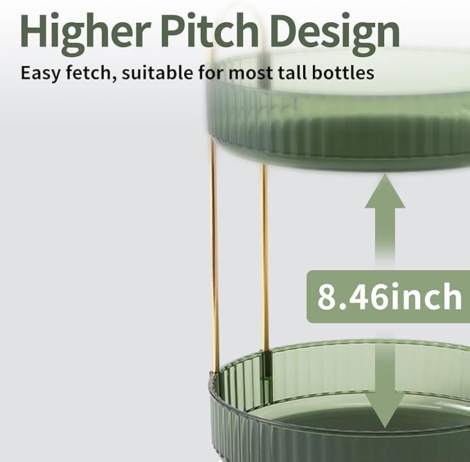 360 Rotating Makeup Organizer for Vanity,2 Tier Large Capacity Skincare Organizers,Bathroom Counter Organizer, Spinning Perfume Organizer & Vanity Organizer (Green-2 Tier)