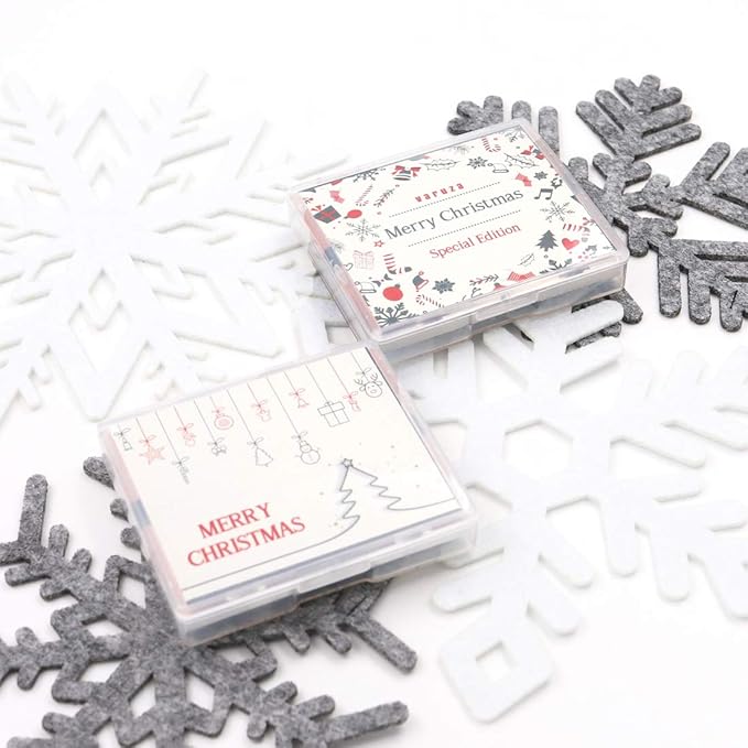 [200 Counts + Mirror Case] Christmas Edition Natural Bamboo Charcoal Oil Blotting Sheets for Face with Mirror Case