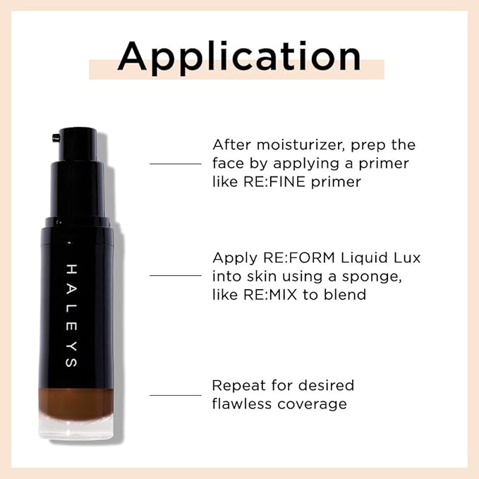 HALEYS RE:FORM Liquid Lux Foundation (8.75) Vegan, Cruelty-Free Foundation Makeup - Even Skin Tone and Cover Blemishes & Imperfections with a Luminous Finish for Long-Lasting Wear