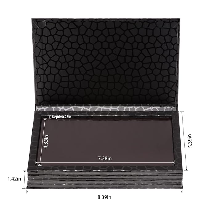 4-Layer Book Shaped Magnetic Palette Large Empty Makeup Palette Storage Box for Eyeshadow Lipstick Blush Powder (Black)