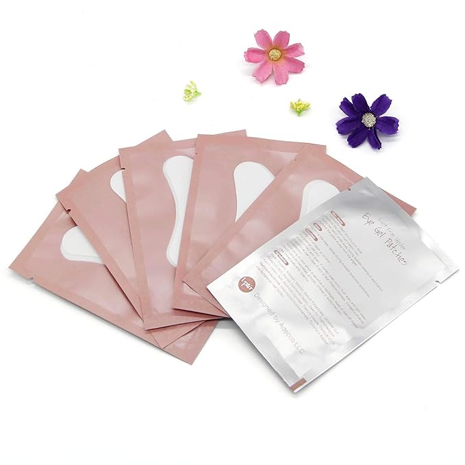 Adecco LLC 50 Pairs Eye Gel Pads, Eyelash Extension Under Eye Pads, Lint Free Lash Extension Under Eye Gel Patches for DIY False Eyelash Extension Makeup Supplies, Eye Mask Beauty Tool