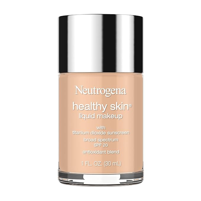 Neutrogena Healthy Skin Liquid Makeup Foundation, Broad Spectrum SPF 20 Sunscreen, Lightweight & Flawless Coverage Foundation with Antioxidant Vitamin E & Feverfew, 105 Caramel, 1 fl. oz