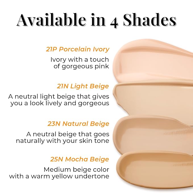 Natural Cover Glow Cushion Foundation | Korean Foundation Makeup | Long-Lasting Buildable Coverage | Lightweight and Moisturizing | Flawless Finish 0.42oz (21P Porcelain Ivory)