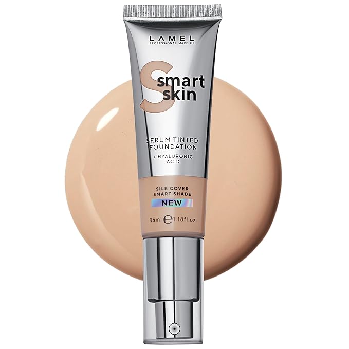 LAMEL Smartskin Serum Tinted Foundation - Hydrating & Nourishing - Hypoallergenic & Skin-Caring - Color Correcting - Anti-Aging Formula with Hyaluronic Acid - 403, 1.18 fl.oz