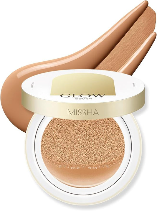 MISSHA Glow Cushion No.27 Honey Beige for Tanned Skin Radiant & Moisturizing Skin with Buildable Coverage