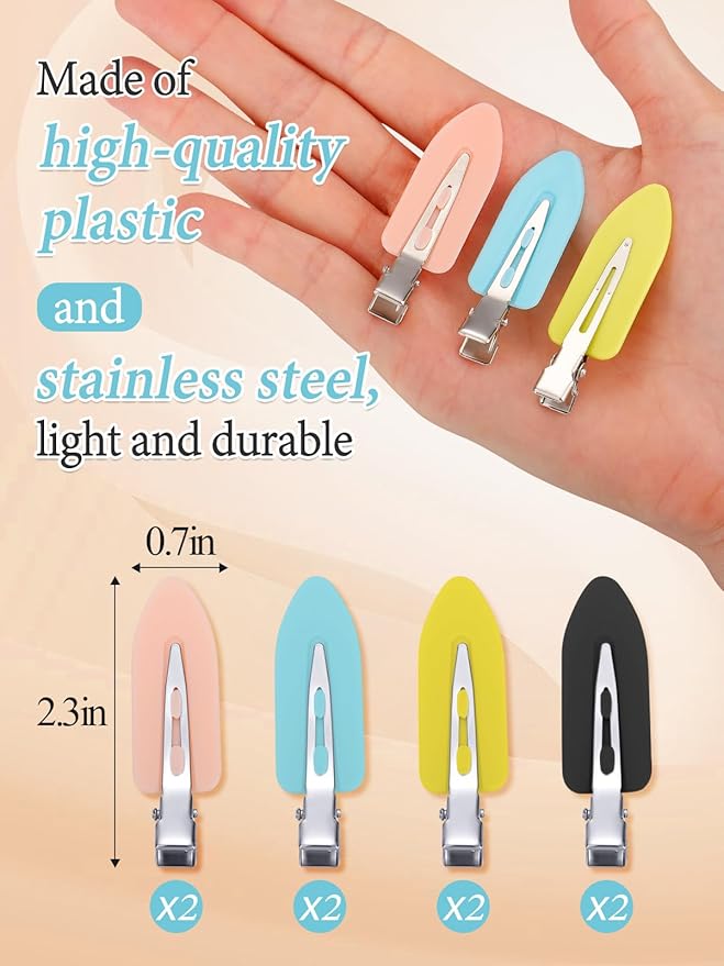 8Pcs No Bend No Crease Hair Clips - Styling Duck Bill Clips Alligator Hair Barrettes for Styling Sectioning Small Gifts for Women Girl Salon Hairdressing Bangs, Yellow & Blue & Pink & Black