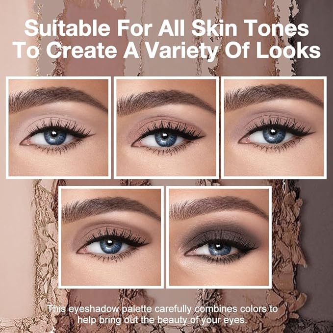 5 Colors Matte Eyeshadow Makeup Palette, 5 Natural Neutral Nude Brown Cool-Toned Nude Taupe Eyeshadow, Looks for Brown Eyes Women Finish Long Wearing Waterproof Professional Eye Makeup 06#