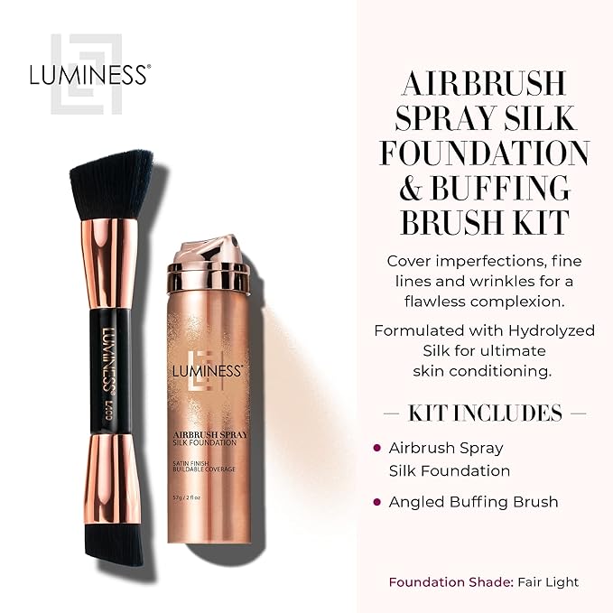 LUMINESS Silk Airbrush Spray Foundation & Buffing Brush Kit - Light Fair