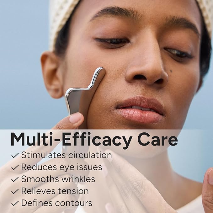 In My Eyes Gua Sha Tool for Face & Eye, Stainless Steel Gua Sha Facial Massager Tool for Reduce Puffiness, Ease Facial Tension & Promote Lymphatic Drainage