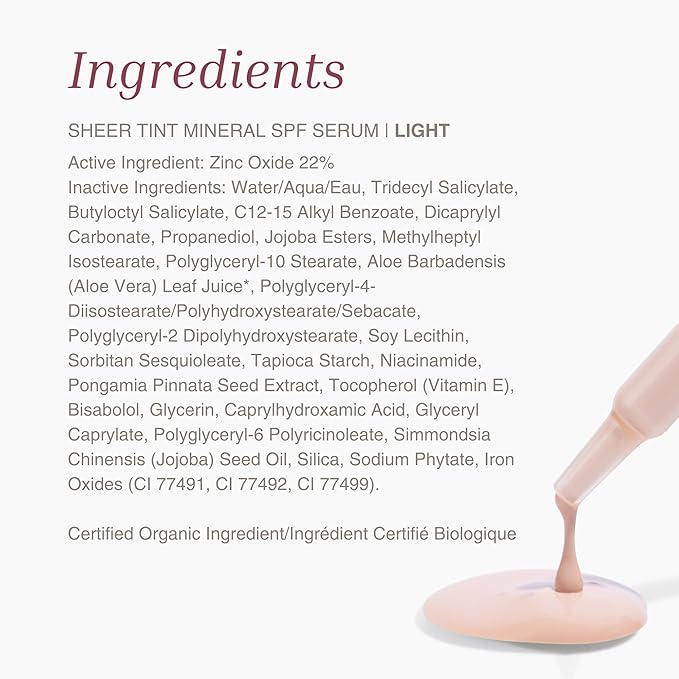 Mineral Fusion Face Serum, Sheer Tint Mineral SPF Serum, 1 Fl Oz, Light, Tinted Broad Spectrum SPF 50 Mineral Sunscreen, Sheer Coverage, Lightweight & Dewy Finish for Glowing, Protected Skin