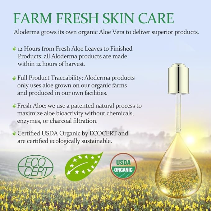 Aloderma 99% Organic Aloe Vera Gel Made within 12 Hours of Harvest, Easy Travel Size Tube for Body, Face, & Scalp, Cooling & Soothing Support for Skin & Sunburn, Hydrating Aloe Gel, 1.5oz - 2ct