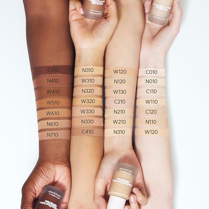 THE FACE SHOP Ink Lasting Liquid Foundation, Full Coverage, 72‑Hour Wear Semi‑Matte Finish, Makeup with Bakuchiol, W120 Cashew, 0.84 Fl. Oz.