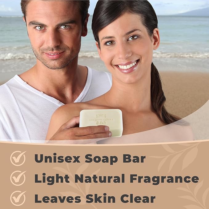 One With Nature Dead Sea Salt Soap 4oz 3-Pack – Purifying Soap Bar with Dead Sea Minerals for Face & Body, for Men & Women