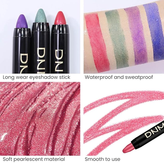 Kaely 2Pcs Cream Eyeshadow Sticks Set for Eyes Waterproof,Blue Shimmer & Red Shimmer Matte Eye shadow Stick Pencil Pen Bulk sombras en crema para ojos 32+35