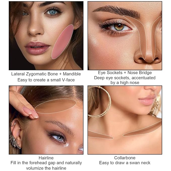 3 Pcs Face Contour Stick Kit, Matte Finish Face Stick Trio with Bronzer Blush Highlighter and Brush, Long Lasting Waterproof Cream Beauty Wand Makeup Set for Sculpt Glowing Face Look (#4, 10, 14)