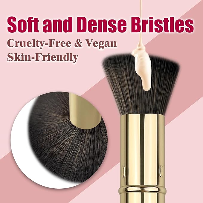 Retractable Kabuki Brush, Travel Powder Foundation Makeup Brush Face Blush Brushes for Liquid, Cream and Powder Face Makeup, Travel Size Makeup Brush