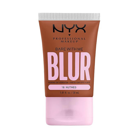 NYX PROFESSIONAL MAKEUP Bare With Me Blur Skin Tint Foundation Make Up with Matcha, Glycerin & Niacinamide - Nutmeg
