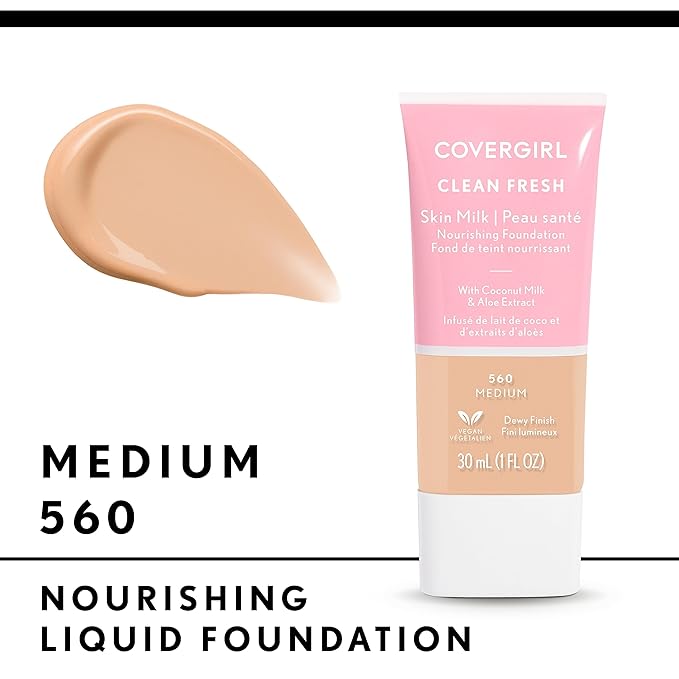 COVERGIRL, Clean Fresh Skin Milk Foundation, Medium, 1 Fl Oz (Pack of 2)