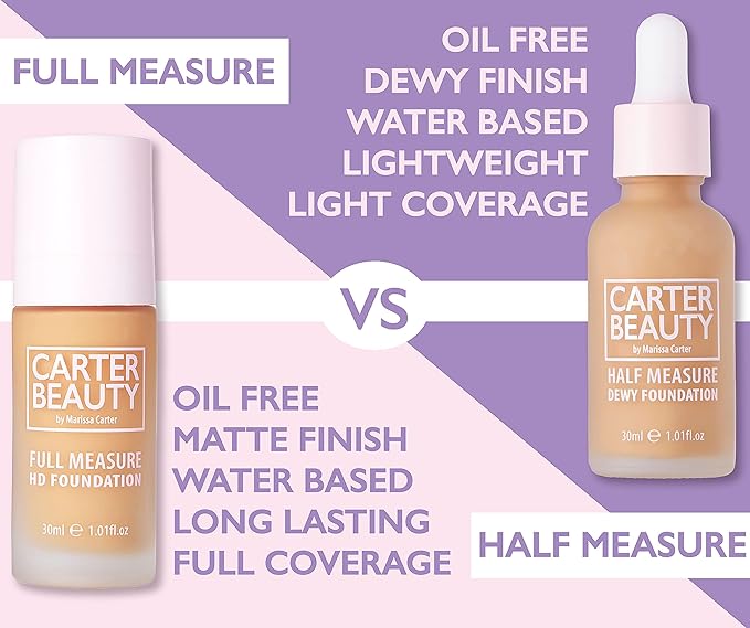 Carter Beauty By Marissa Carter Full Measure HD Foundation- Water-Based, Super Soft Skin Perfector - Vegan And Cruelty Free, Paraben And Sulfate Free - Meringue - 1.01 OZ