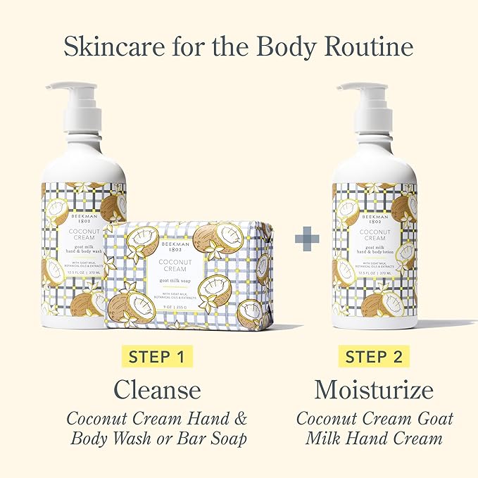 Beekman 1802 Coconut Cream Goat Milk Body Lotion - Scented - 12.5 oz - Hydrating & Moisturizing with Shea Butter - for Sensitive Skin - Cruelty Free - Packaging May Vary - Pump Included, Ready for Use