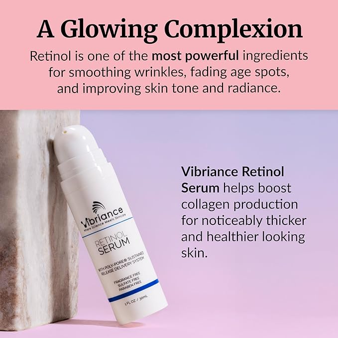 Vibriance Retinol Serum for Face - Reduces Appearance of Deep Wrinkles and Large Pores, Enhances Tone, Improves Complexion - Sensitive, Mature Skin Night Cream - 1 fl oz