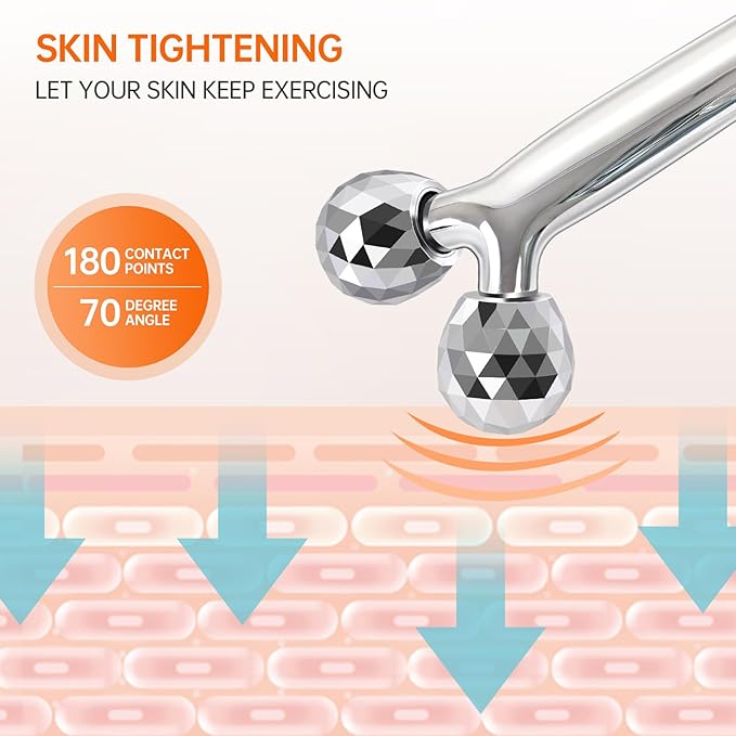 3D Gua Sha Facial Tools Metal Face Roller Stainless Steel Gua Sha Set Cooling Massage Tools for Reduce Puffiness, Firm Skin, Anti-Aging Care - Daily Facial Sculpting Gift for Women