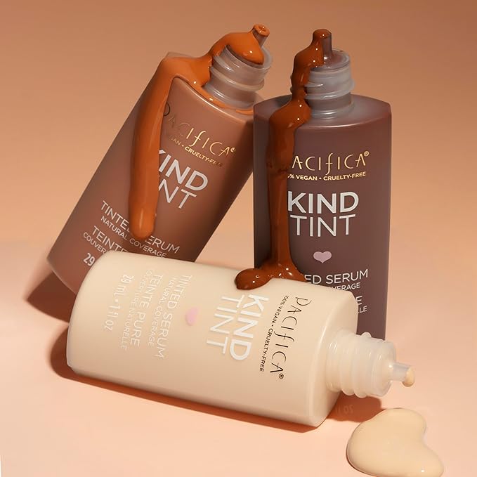 Pacifica Beauty Kind Tint Tinted Serum, Skincare, Vegan Collagen, Hyaluronic Acid, Vitamin C, Niacinamide, Caffeine, Hydrating, Lightweight Foundation, Natural Dewy Skin, Shade 06, 1 fl oz (1 Count)