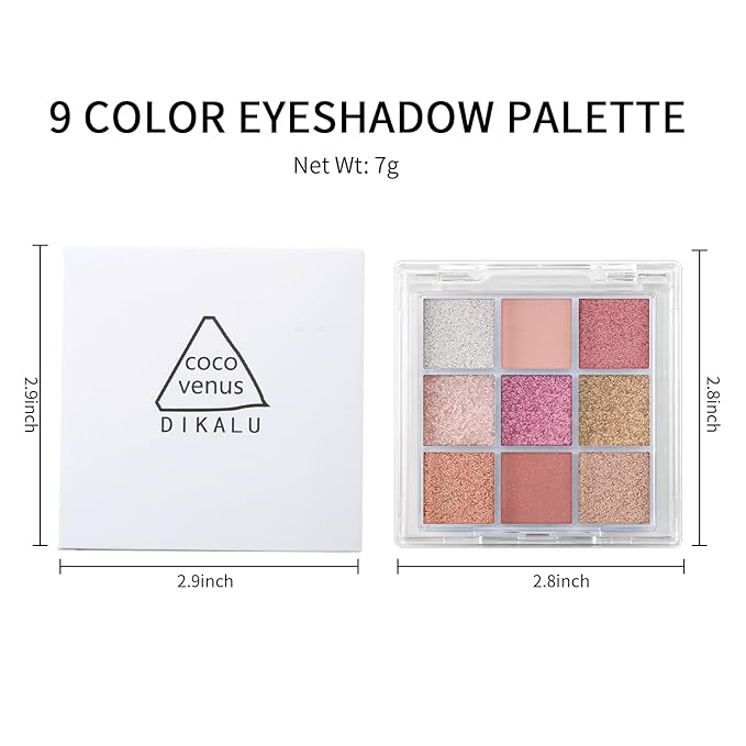Erinde 9 Colors Eyeshadow Palette, Matte Shimmer Glitter Eye Shadow Palette Makeup, Highly Pigmented Long Lasting Waterproof, Natural Neutral Nude Eyeshadow Makeup Pallet, Sunset Glow