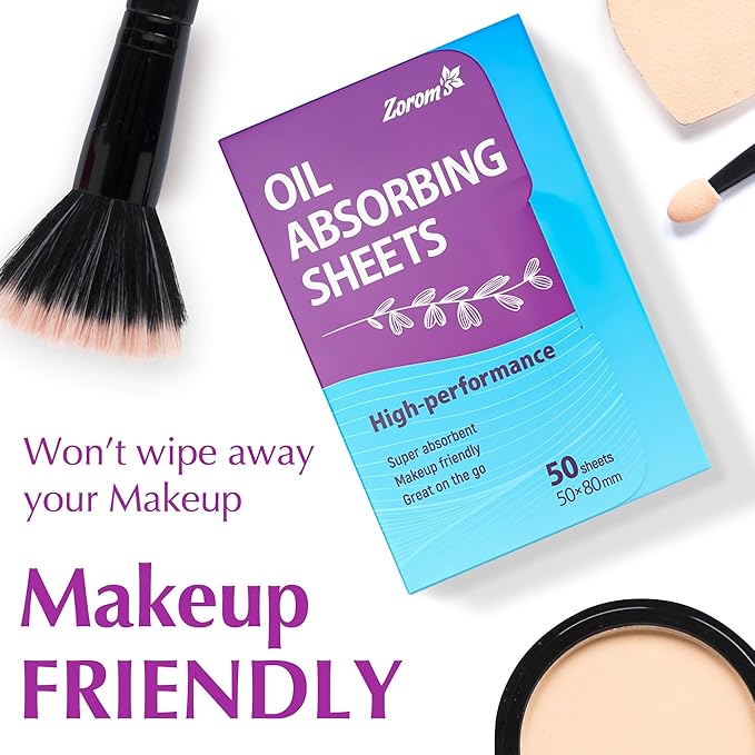 Premium Oil Absorbing Sheets for Face - 6 pack (300 sheets) - Makeup Friendly Oil Blotting Sheets for Face - Blotting Papers for Face with Oily Skin