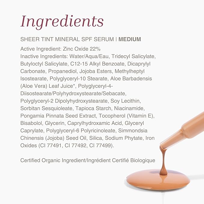 Mineral Fusion Face Serum, Sheer Tint Mineral SPF Serum, 1 Fl Oz, Medium, Tinted Broad Spectrum SPF 50 Mineral Sunscreen, Sheer Coverage, Lightweight & Dewy Finish for Glowing, Protected Skin