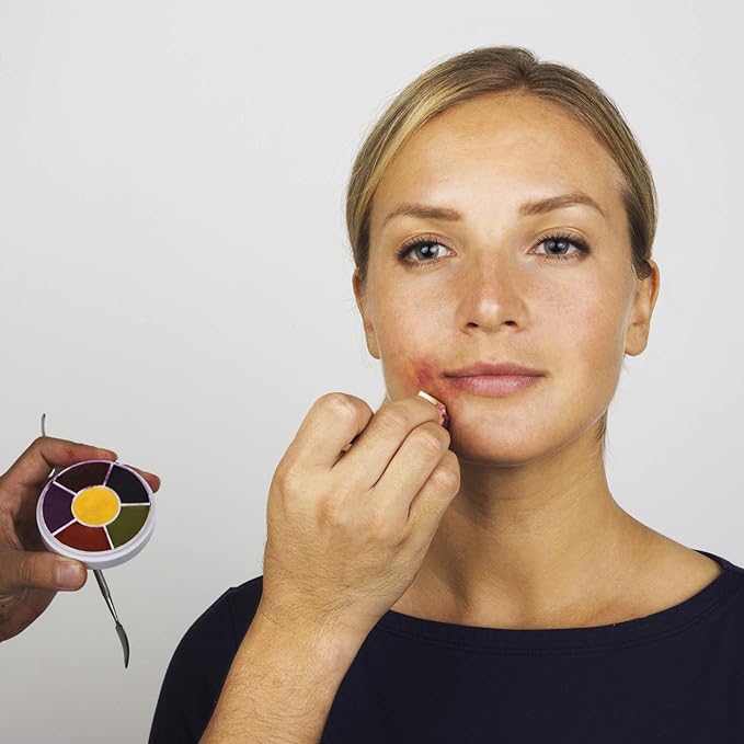 6-Color Bruise Wheel, Professional SFX Cream Makeup Palette with Foam Sponges for the Stage, Film, Costumes, Cosplay