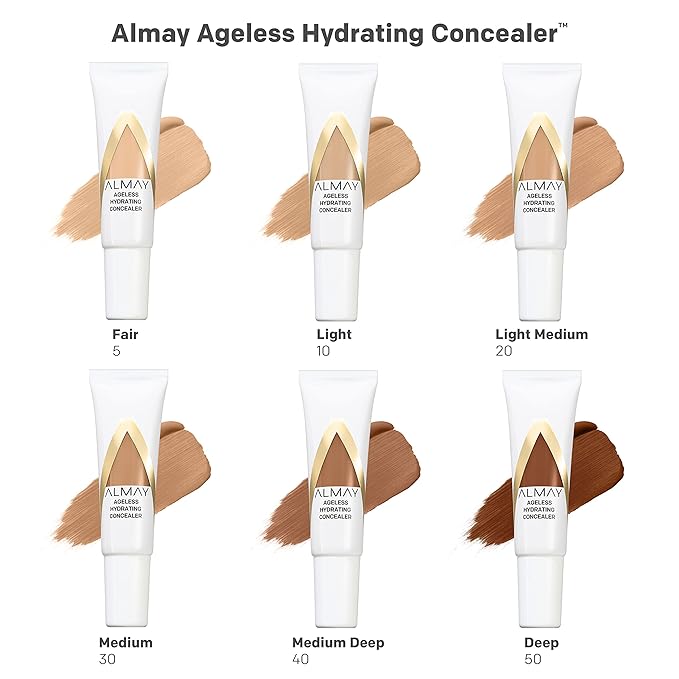 Almay Anti-Aging Concealer, Face Makeup with Hyaluronic Acid, Niacinamide, Vitamin C & E, Hypoallergenic-Fragrance Free, 010 Light, 0.37 Fl Oz (Pack of 1)