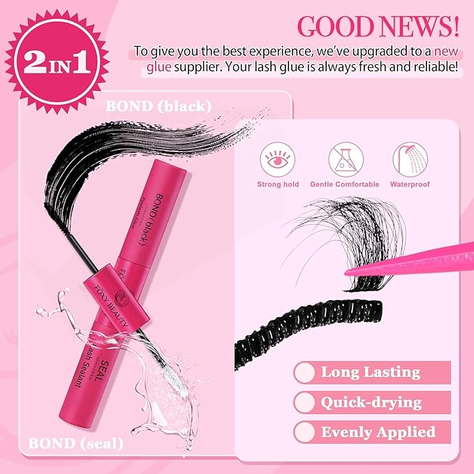 Lash Clusters - Lash Clusters Kit Lash Extension Kit with Lash Bond and Seal Cluster Eyelash Extensions Eyelash Clusters 20D30D40D50D-0.07D Lashes Clusters Eyelash Extension Kit DIY at Home Eyelashes