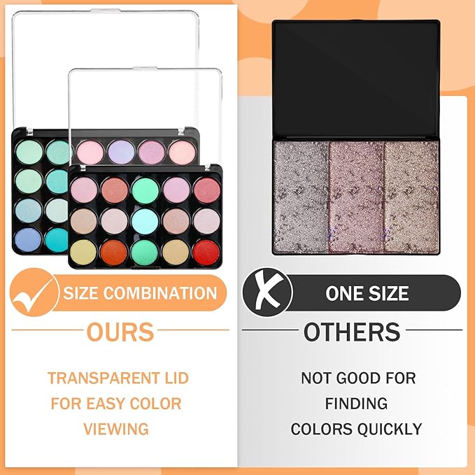 6 Pcs Empty Magnetic Makeup Palette with Clear Top Travel Makeup Pan DIY Eyeshadow Pan Dispensing Storage Box for Eyeshadow Lipstick Blush Powder Pigment, 4.6 x 2.4 x 0.4 In, 5.5 x 4.0 x 0.6 In