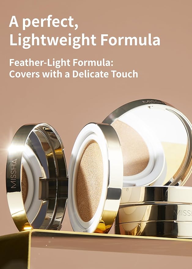 MISSHA Glow Cushion No.21 Light Beige for Bright Skin Radiant & Moisturizing Skin with Buildable Coverage