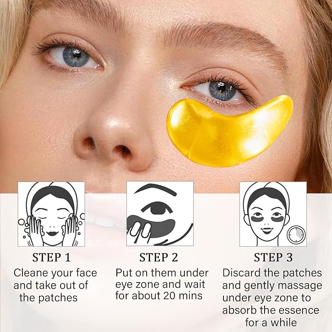 25 Paris Under Eye Patches Eye Mask for Puffy Eyes, Reducing Dark Circles, Anti-Aging & Refreshing, Collagen Eye Mask Eye Pads for Skin Care, 24K Gold