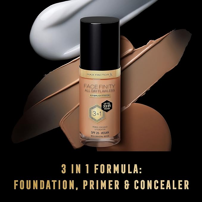 Max Factor Facefinity All Day Flawless 3 In 1 Foundation SPF 20, No. 33 Crystal Beige