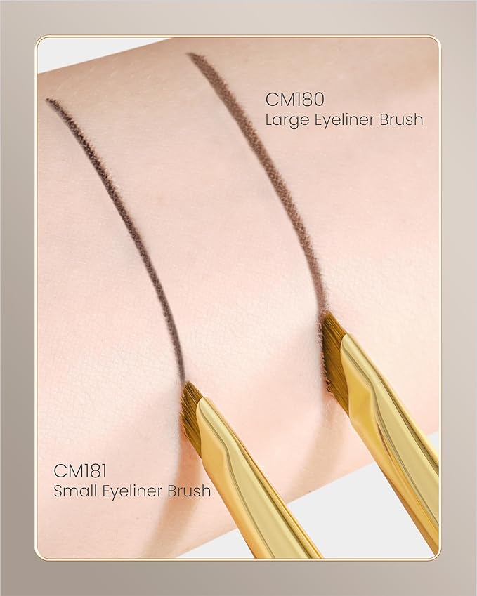 Desert Oak Series Precision Angled Eyeliner Brush - Ultra-Fine Nylon Bristles for Razor-Sharp Gel/Liquid/Powder Lines, Detail Work & Tightlining, Bubinga Handle & Brass Ferrule (CM 181)