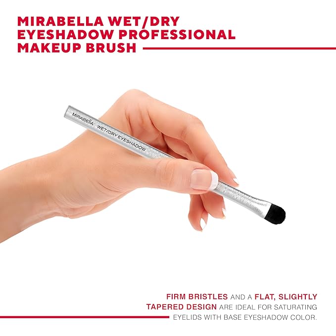 Mirabella Wet & Dry Eyeshadow Brush, Premium Professional Makeup Brush Collection, Cruelty-Free Synthetic Bristle Brush, Hand-Sculpted Brushed Aluminum Handle, Luxury Blending Brush for Makeup